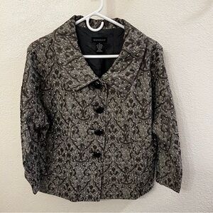 Rafaella Vintage Gray and Black Elegant Patterned Jacket (Size 10)